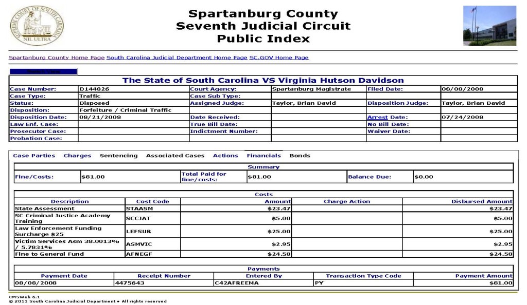 Spartanburg Obot crime fines