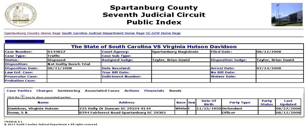 Spartanburg Obot white female not guilty